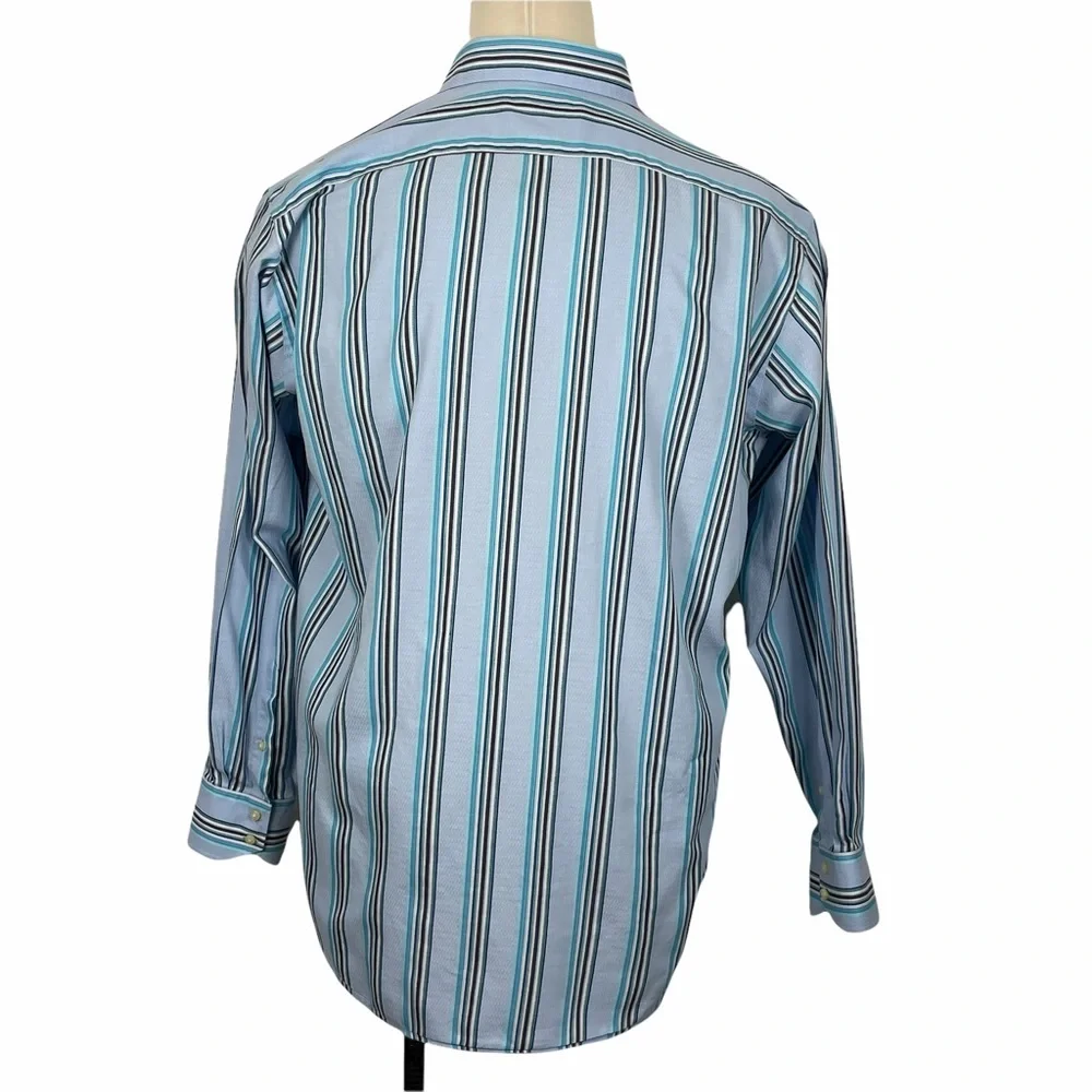Thomas Dean Men's Long‎ Sleeve Button Down Multi-Colored Vertical Striped XL - Picture 6 of 7